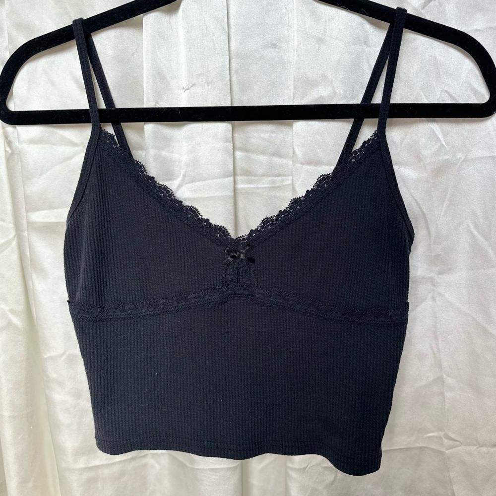 Black Lace Trim Cami Top